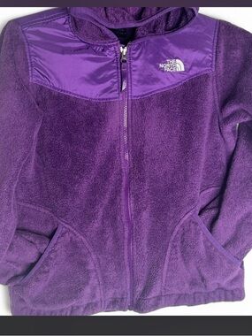 The North Face Orsito Purple Hooded Fleece Pullover Zip Up Jacket Girls L  14/16